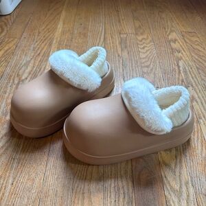Cozy Faux Fur Lined Tan Clogs